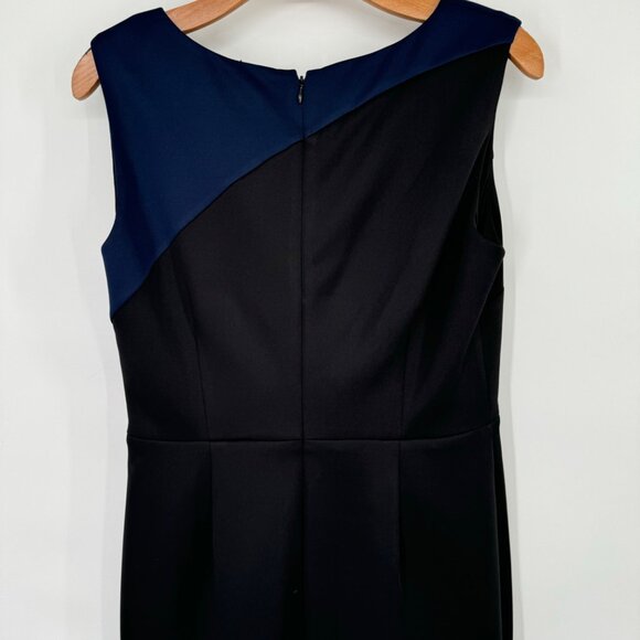 Ellen Tracy Sleeveless Color Block Sheath Dress Size 8 Navy Black scuba knit - Picture 13 of 14